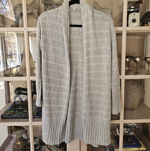 Barefoot Dreams Sweaters - Barefoot Dreams Boucle Shadow Grey Stripe Cardigan